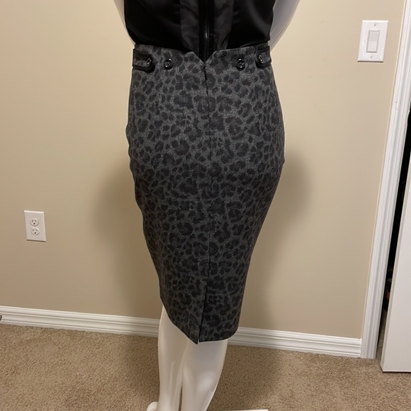 REBECCA TAYLOR GRAY AND BLACK ANIMAL PRONT HIGH WAISTED PENCIL SKIRT SIZE 8 NWOT - Picture 2 of 14